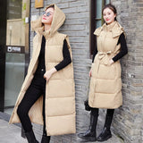 Down Cotton Jacket Vest Women's Medium Long Coat 2024 New Autumn And Winter Vest Through The Knee Horse Clip Thickened-Outfit