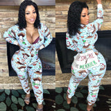 Womens Sexy Nightwear Christmas Pajamas Sleepwear Pyjamas fashion Romper new underwear casual printed Jumpsuit Set Xmas-Outfit