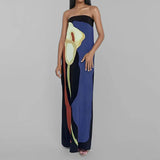 Spring Dress Women's Fashion Sleeveless Shoulder Stamped Breast Sexy Detender Print