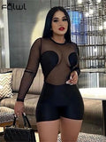 Summer Sexy Rompers Women Jumpsuits 2022 Long Sleeve O Neck Rompers Playsuits Mesh Patchwork Bodycon One Pieces