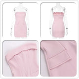 Strapless Pink Bodycon Suit Mini Dress-Outfit