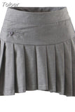 Women Fashion New College Style Solid High Waist Mini Skirt Sweet Side zipper Pleated Short Skirts Chic Preppy