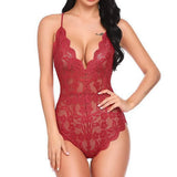 Bra Set Lace Sexy Hollow Lingerie Bodysuit Perspective Deep V Hot Erotic Underwear One Piece Halter Open Sexy Lingerie