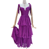 Casual Solid Dress For Women Square Collar Sleeveless High Waist Cascading Ruffle Dresses Female 2022 Summer