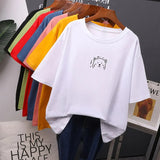 Kawaii Summer T Shirt Women 2020 New O Neck Oversized Tees 100% Cotton Loose Tees Soft Casual Female Tops 7