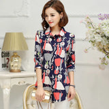 Long Style Shirts 2021 Spring Autumn New Plus Size Blouses Print Long Sleeve Chiffon Shirt Women Blouse Casual Tops