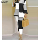 Print Women's Sets Casual Suit Spring Summer Long Sleeve Loose Top Slim Pencil Pants 2 Pieces Set 2023 Lady Outfits