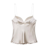 New Women's Sexy Body-Clamous Vest-Shaped Collar Silk-Scress Sling Vest
