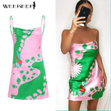 New Pink Spaghetti Strap Dresses Women Sleeveless A-Line Backless Mini Dresses Summer Beach Vacation Sexy Ladies