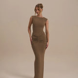 New Women's Sexy Slanted Shoulder Lotus Side Print Irregular Dress