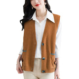 Horse Clip New 2024 Knitted Vest Jacket Women's Spring And Autumn Large Size Fashionable Sweater Vest Cardigan Trend-Outfit