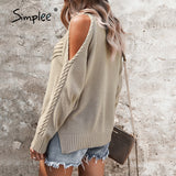 Loose hole women's sweater autumn winter Casual o-neck split pullover black grey Office lady long sleeve fashion