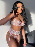 Pink Sexy Floral Lace Garter Sexy Bra
