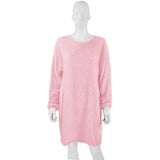 Autumn / Winter Ebaywish Fashionable Women's Dress With Long Sleeves, Round Neck And Loose Plush Dress-Outfit