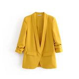 New Pleated Sleeve Sag Urban Leisure Candy Color Women's Suit Coat-Outfit