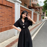 Dresses Women Friends Various Colors Summer College Sweet Solid Button Stylish Soft All-match Korean Loose Clothes