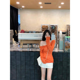 Thin Wears Slimy Shoulder T-Shirt Top High Waist Straight Bag Hip Skirt Two