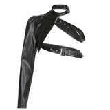 Irregular Metal Buckle Hanging Neck PU Leather Unilateral Sleeve Leather 2025 Spring And Autumn New Women's