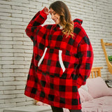Hoodie Blanket With Sleeves Plaid Sweatshirt Winter Fleece Pullover Female Sherpa Giant Moleton Hoody Sweat Femme