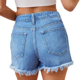 Women's Ebay Explosion Tuxedo Summer New High-Waisted Hole Denim Shorts