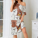 Pajamas Cartoon Printed Dress Dress Home Clothes