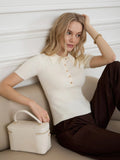 Collar Top Sleeve Summer 2025 New Tight Slime Thread Thread Top