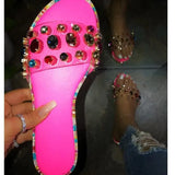 Slippers Women Summer Sandals Fashion Bling Candy Color Flip Flops Beach Diamond Flat Slippers Outdoor Slide