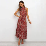 Summer Long Dress Floral Casual Beach Dresses Halter Strapless Sundress 2022 Ladies Vintage Clothes For Women