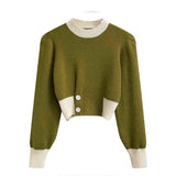 Hit Color Button Short Style New 2024 Spring And Autumn Hundred Style Fashion Foreign Temperature Soft Wind Leisure Soft Glutinous Milk-Outfit