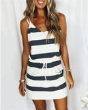 Summer Women's Loose Printed Striped Camisole Long