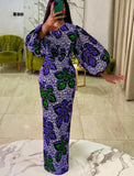 Formal Print Puff Sleeve Long Evening