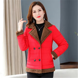 Autumn Winter Women Short Cotton Parka lambswool collar Cotton clothing Warm Jacket Plus size Female Wadded Outerwear