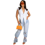 Solid Color V-Neck Triangle Vest Chic Sleeveless