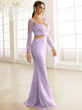 Cutout Mesh Flounce Sleeve