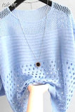 and Summer New Ice Silk Knitted Vest Tops White Shirt Hollow Out Bottoming Streetwear Fashion Womens Thin Clothing