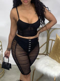 Party Sexy Mesh Strap Crop Top and Shorts 2 Piece