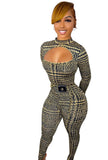 Houndstooth Print Cut Out Bodycon