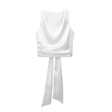 New Women's Street Fashion Back Silk Satin Blouse-Outfit