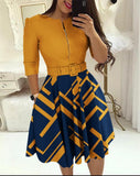 New Ladies' Fashionable Long-Sleeved Dress With Belt-Outfit