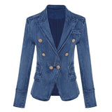 Autumn And Winter Coat Double Buckle Lion Buckle Washing Water Denim West Decoration Small