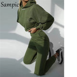 casual winter hoodie two piece set women tracksuit long sleeve print shirt tops and pants two piece set outfits
