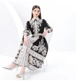 2025 Early Spring Court Wind Clip Single Door Leaning Lantern Sleeve Vintage Printed Long
