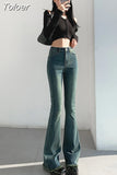2023 Women Jean Flare Pants Korean Fashion Plus Slim High Waist Bell Bottoms Pants High Strecth Trousers For Female