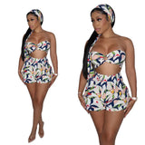 Sexy Printed Top And Shorts Including Bandana 3 Piece