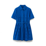 Spring Style With Belt Hollowed-Out Embroidery Slim Dress 4786085-Outfit