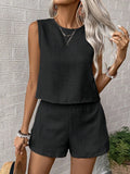 Solid Imitation Cotton Sleeveless Vest Shorts Casual Fashion Two-Piece Suit