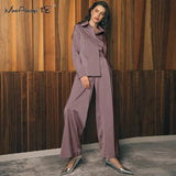 Spring Summer 2 Piece Sets Ladies Office Outfits Shirts And Wide Legs Trousers Women Sets Oversize Suits