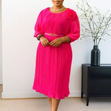 Women's 2025 Short-Sleeved Square Neck Solid High-Waisted Lotus-Leaf-Side Bag OL Pencil Skirt African