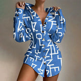 Women's Lettern Print Mini Shirt Dress Spring Button Long Sleeve Dresses For Women 2023 Casual Office Slim Vestidos White-Outfit