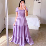 New Spring And Summer Women's Dress A Word Broken Shoulder Long Pure Fairy